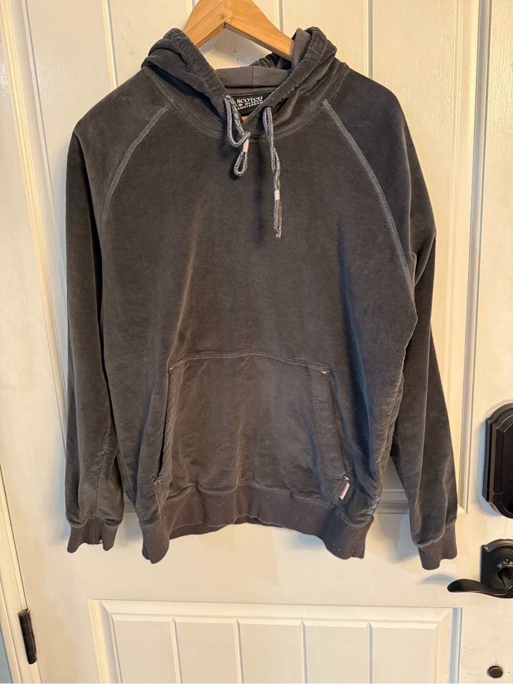 Scotch & Soda Men’s  Corduroy Charcoal Hooded Sweatshirt